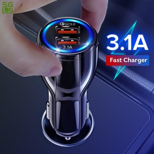 NEW USB Car Charger For Mobile Phone Tablet Quick Charge 3.0 3.1A Fast Charger Car-Charger Dual USB Phone Charger Adapter in Car
