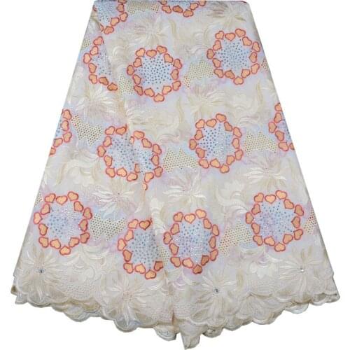 New Arrivals High Quality Swiss Lace African Embroidery Cotton Lace Fabric Stones Voile Lace For Sewing Beauty Women Dress 958