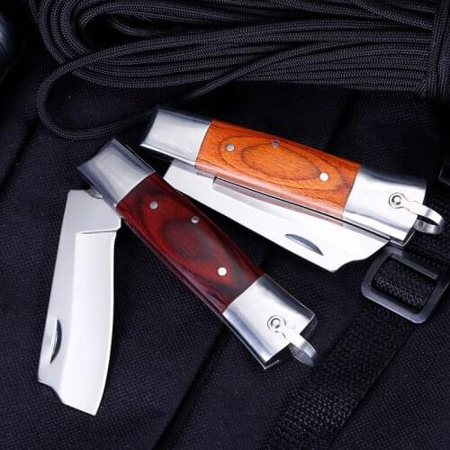 Hunting Folding Blade Knife Combat 7Cr15MoV Blade Folding Knife + Wooden Handle Tactical Knife Survival Knives Pocket Knife Tool