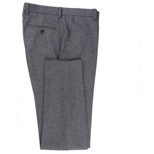 2020 Heavy Warm Wool Blend Pants Tailor Made Dark Grey Herringbone Men Slim Fit Business Dress Pants Heavy Winter Pants