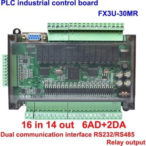 PLC fx3u-30mr industrial control board simple programmable controller type support RS232/RS485 communication add CAN/485/clock