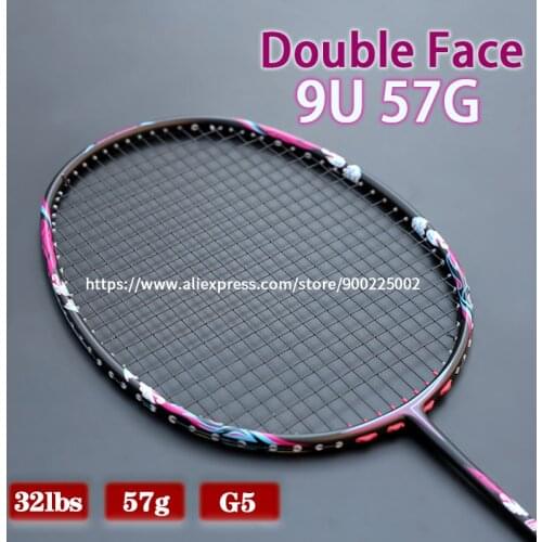 Professional Super Light 9U 57Gram Carbon Fiber Badminton Racket Strung 32LBS G5 Rackets With String Bags Racquet Speed Sports