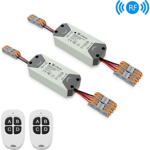 EMylo RF Switch Wireless Light Switch DC 5V-24V 2 Way 433mhz Remote Control Switch RF Relay Module Smart Home Appliance 2pcs