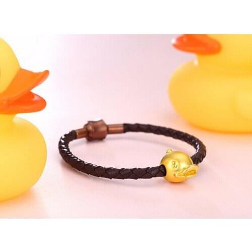 Luxury fashion Solid 24K Yellow Gold Bracelet Duck Knitted Beads Bracelet