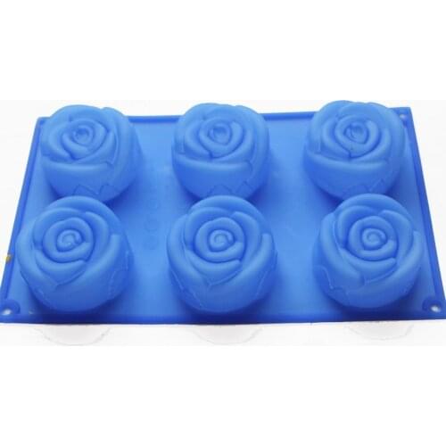Large Rose Soap Chocolate Muffin Cupcake Bareware Mold Silicone Mould Tray
