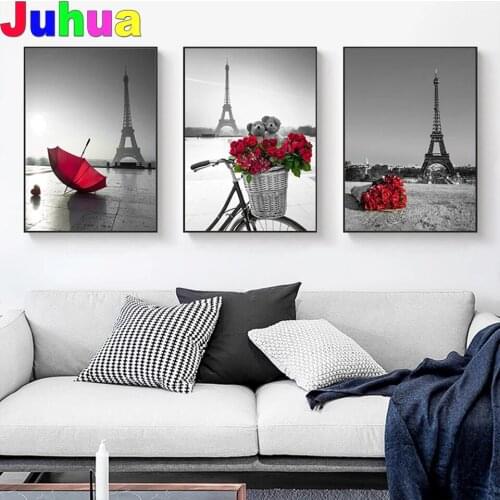 Nordic Flower Rose Umbrella 5D DIY Diamond Painting stitch Full Drill mosiac paris tower Diamond Embroidery gift home decor