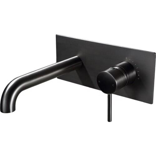 New Design Contemporary Brass Concealed Basin Faucet Wall Mounted Electroplated Black