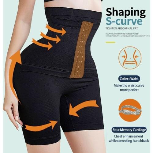 Women Tummy Control Shapewear Panties Shorts Plus Size Butt Lifter High Stretch Seamless Slimming Waist Trainer Buckle Hook