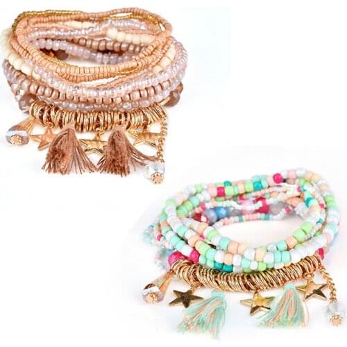 Bohemian Star Bracelet Fashion Pearls Decorative Tassels Ethnic Style Beads Chain Jewelry Accessories Bracelet Gifts For Women