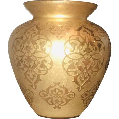 Vase 24k Real Gold Painted Glass Handmade Art Made In Turkey Elegant Decorative 140x140mm Or 190x190mm