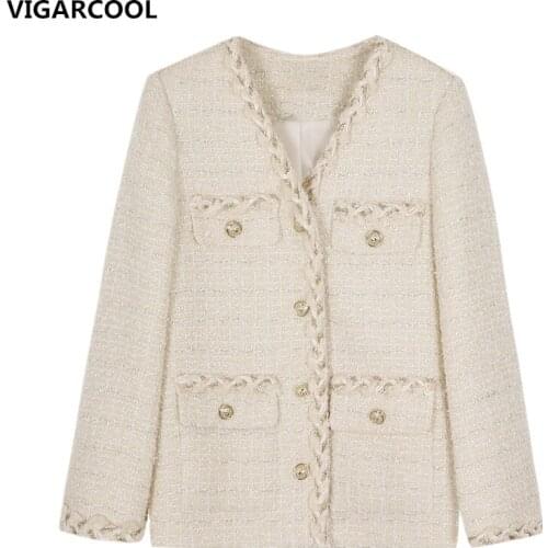 2021 new French Temperament retro dignified Jacket High quality Ladies tweed Jacket Women short Autumn net red elegant Jacket