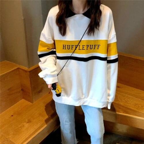 Hoodies Women Winter Leisure Polo Collar Harajuku Tops Women Pullover Students Letter Long Sleeve Kpop Sweatshirt Sudadera Mujer