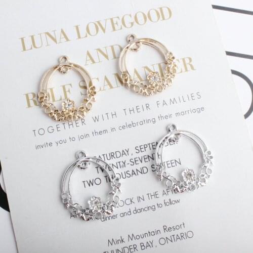 10pcs/lot New Arrival Silver Gold Color Hollow Oval Shape Charm Pendants With Rhinestone DIY Jewelry Earring Making Charms