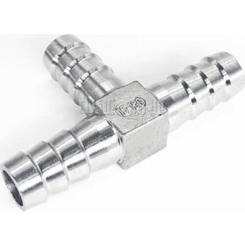 304 Stainless Steel T-Shape Tee Barb Hose Fittings 6mm- 32mm 3 Way Hose Tube Barb Barbed Coupling