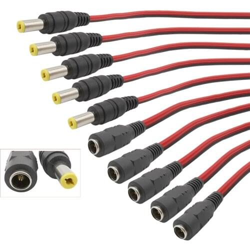 4Pairs/8Pcs DC Power Pigtail Cable 12V 5A Male & Female Connector for CCTV Security Camera and Lighting Power Adapter DC Cable