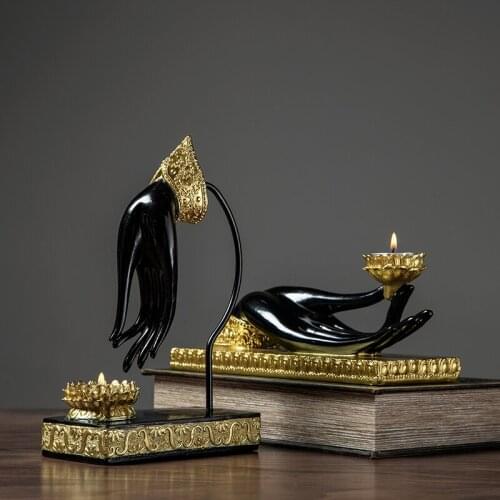 Buddhist Candlestick Posture Resin Carving Buddhist Faith Decorative Candlestick home decoration accessories