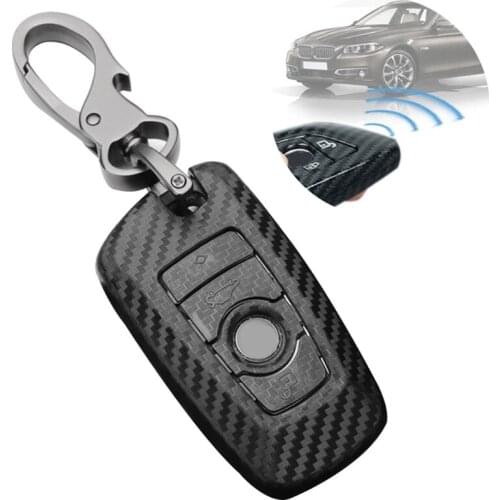 Portable Carbon Fiber Car Key Cover for 5 3 7 Series X3 X1 X5 Protection Case Bag Practical Automotive Accessories R3MD