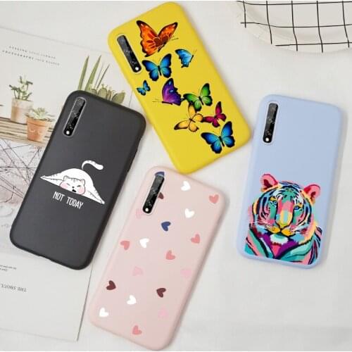 Cartoon Cute Case For Huawei Y5P Y7P Y8P 2020 Y9S Phone Cover Silicone Cat Butterfly For Huawei Y5P Funda Pink Purple