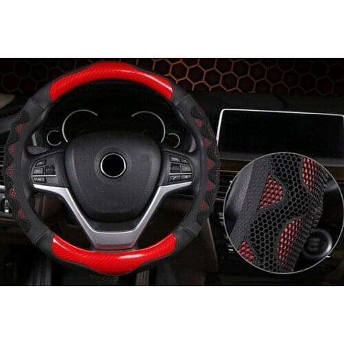 Car Steering Wheel Cover Breathable Anti Slip PU Leather Steering Covers Suitable 37-38cm Car Auto Decoration Accessories