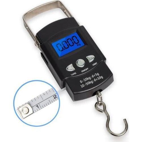 Digital Fishing Scale Portable Electronic Hanging Hook Scale With Measuring Tape And Backlight LCD Display To Weigh Fish Luggage