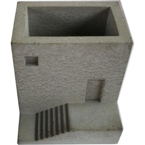 Geometric Shape Small House With Stairs Plant Pot Silicone Mould Concrete Cement Flowerpot Mold Cake DIY Decorating Tool