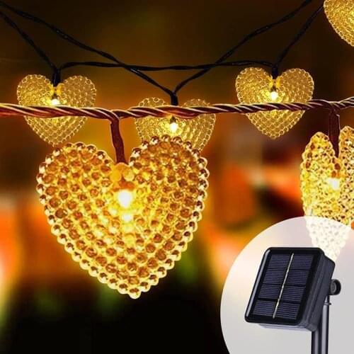30LED Solar Fairy Lights Love Heart String Light Wedding Christmas Party Decor Solar Light Indoor Outdoor Waterproof Fairy Light