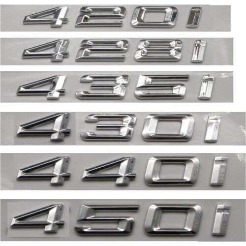 Chrome Silver ABS Number Letters Car Trunk Badge Emblem Emblems Sticker for BMW 4 Series 420i 428i 435i 430i 440i 450i 460i