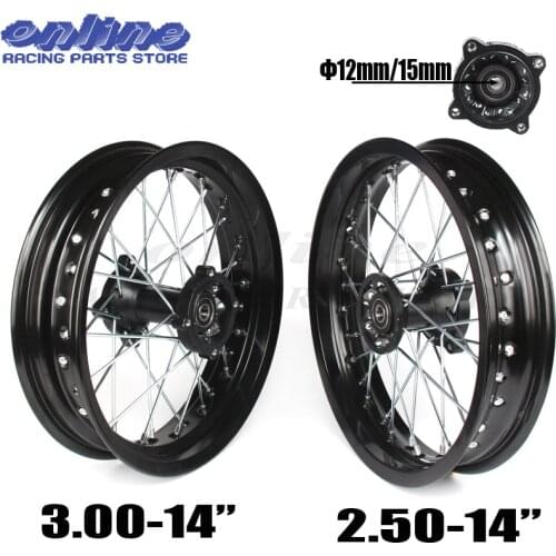 14" Inch Front Rear Wheels Set 2.50-14"3.00-14" Alloy Rim For KAYO BSE Apollo Xmotos Racing Supermoto Dirt Pit bike Off Road