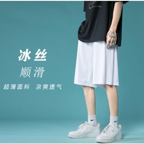 Summer Thin Shorts Mens Fashion Multicolor Casual Shorts Men Streetwear Loose Wide-leg Ice Silk Shorts Mens Beach Shorts M-2XL