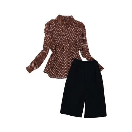 Summer New womens fashion suit womens OL slim long-sleeved color shirt + high-waist five-point pants two-piece Sets women