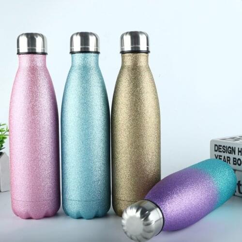 500ml Girls Cute Water Bottle Stainless Steel Hot Cold Cola Bottle Double-Wall Insulated Vacuum Flask Woman Sports Chilly Cup