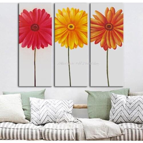 Hand Painted Modern Sunflower Oil Paintings On Canvas 3 Piece Wall Art Set Abstract Pictures Landscapes Home Decoration UnFramed