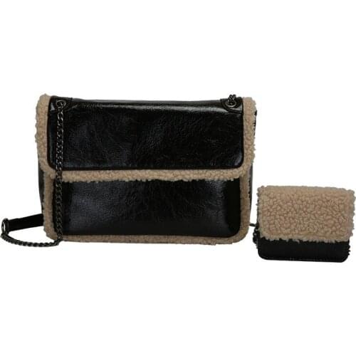 Fashion Winter Plush Shoulder Bag for Women Soft Pu Leather Composite Bag Cover Style Female Crossbody Messenger Bag