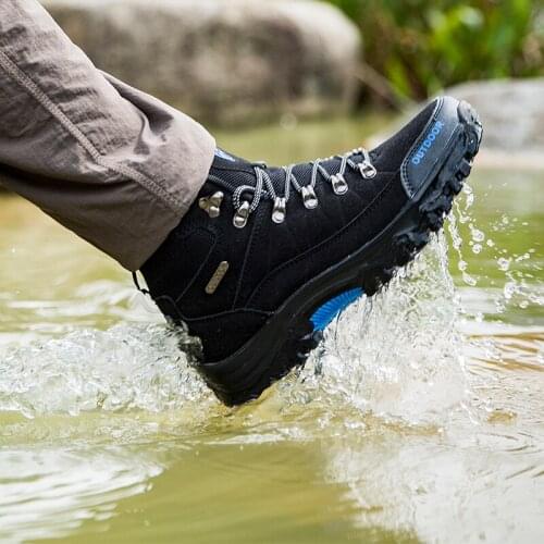 High-Top Hiking Shoes Mens Outdoor Waterproof Non-Slip Wear-Resistant Sports Shoes Fishing Off-Road Shoes Large Size 39-46