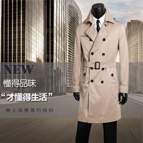 Mens clothing trench hombre long winter coats men plus size spring and autumn design commercial double breasted beige 9XL