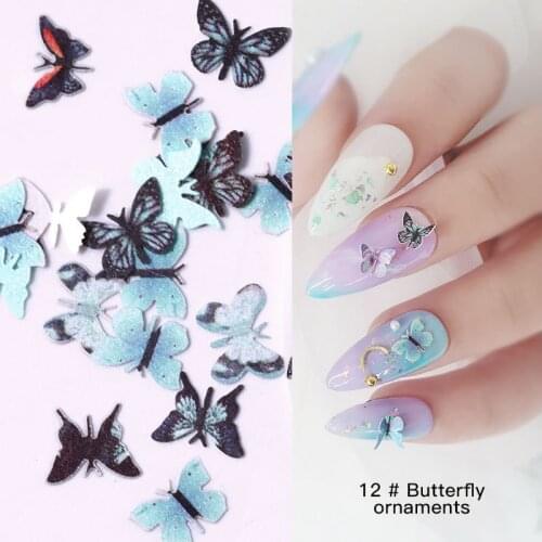 New Holographic Butterfly Heart Shape Glitter Flakes Nail Rhinestones Sparkly 3D Colorful Sequins Manicure Nail Art Decoration