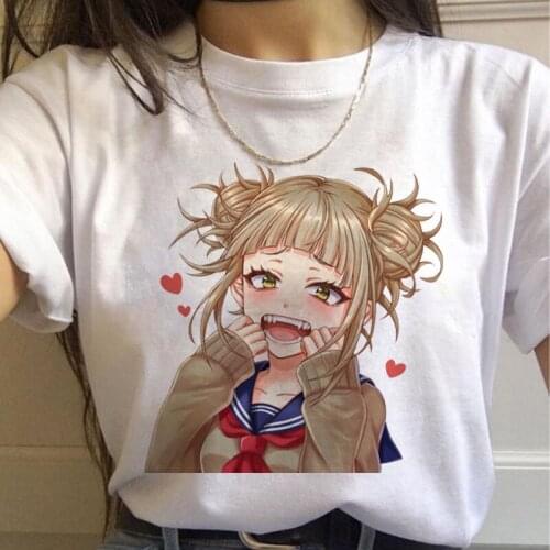 New My Hero Ahegao Harajuku Graphic Women T-shirt Academia Anime Senpai Top Female T Shirt Harajuku O-neck Casual Lady Clothing