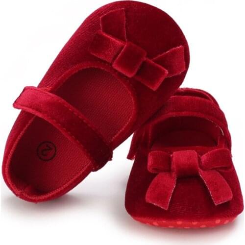 Autumn PU Leather Bowknot Princess Shoes For Baby Girls Pre-walker Anti-slip Soft Sole Moccasins Footwear Shoes Ins