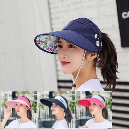 Women Visors Hat Fishing Fisher Beach Hat UV Protection Cap Black Casual Womens Summer Caps