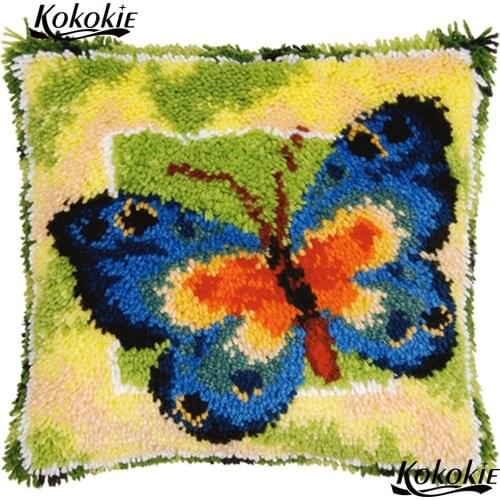 Handmade pillow butterfly cushion embroidery cross stitch sets sale Needlework Crocheting Rug Kits latch hook rug 3d carpet