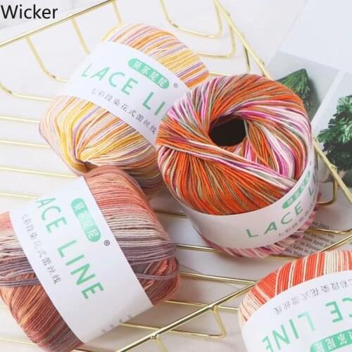 Rainbow Color Space Dye Lace Yarn 40 G/ball Cotton Thread Moisture-Absorbent Organic Yarn for Hand Crocheting Shawls Bags Toys