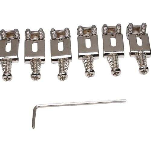 Musiclily Pro 10.8mm Steel Vintage Style Guitar Tremolo Bridge Saddles for Strat Stratocaster Electric Guitar, Nickel (Set of 6)