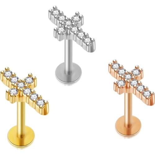 TIANCIFBYJS 16G 50Pcs Stainless Steel Labret Studs Lip Rings Ear Cartilage Tragus Helix Earring Barbells Body Piercing Jewelry
