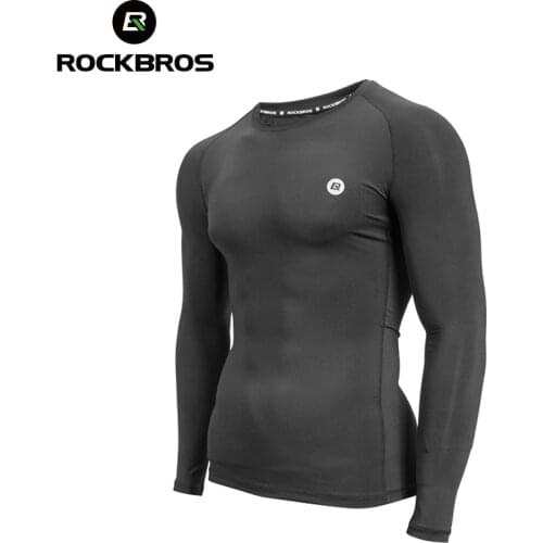 ROCKBROS Cycling Base Layer Long Sleeve Warm Bike Underwear Fleece Sports Bike Shirt Racing Bicycle Shirt Sports Jersery Men