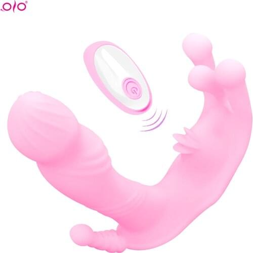 OLO Butterfly Wearable Panties Dildo Vibrator Wireless Remote Control Sex Toys G Spot Clitoris Stimulator Orgasms Adults Sex Toy