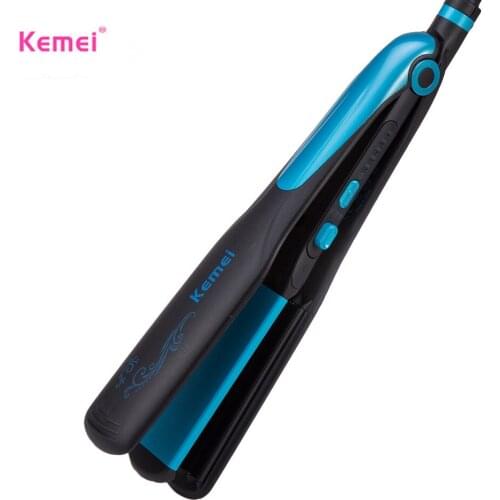 Kemei hair straightener professional 2 in 1 ionic straightening iron and curler styling tool waves curling irons curler women