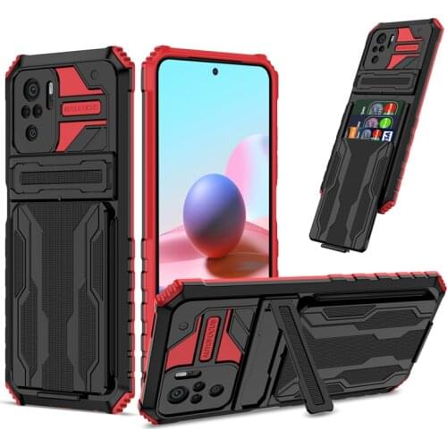 Capa For Redmi Note 10 Pro Cases Armor Bumper Shockproof Phone Case For Redmi 10X Note 9S 9T Card Slot Invisible Holder Cover