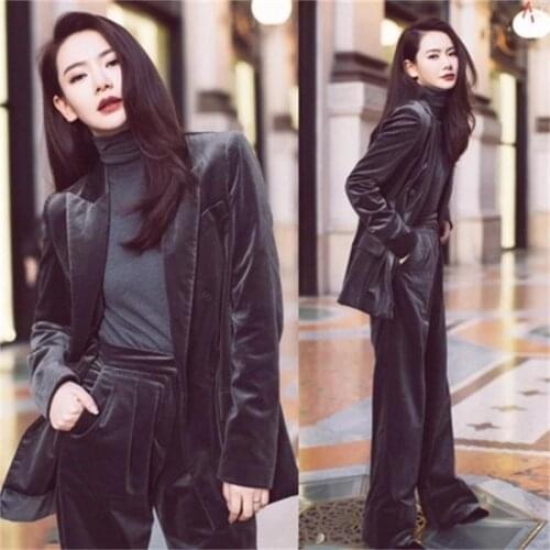 Zeongro Women's Velvet Trouser Suits