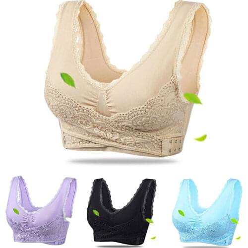 3XL Plus Size Sexy Lace Bralette Solid Cross Side Buckle Bra Brassiere Wireless Push Up Bras for Women Lingerie Sleep Underwear