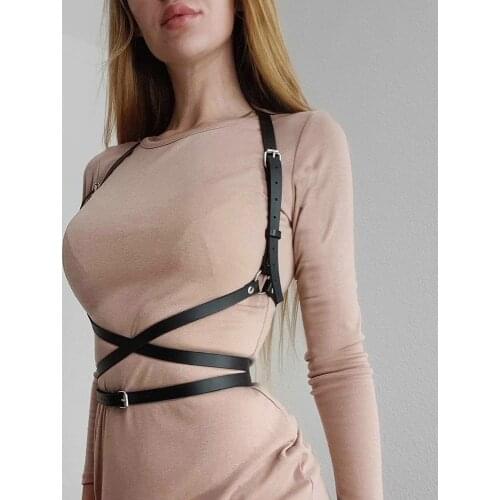 CKMORLS Leather Harness Bra Cage Adjustable Garter Belt Erotic Fetishes Lingerie for Women Sexy Gothic Punk Active Harajuku